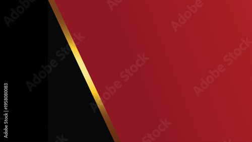Luxury Abstract Red and Black Background with Elegant Gold Line