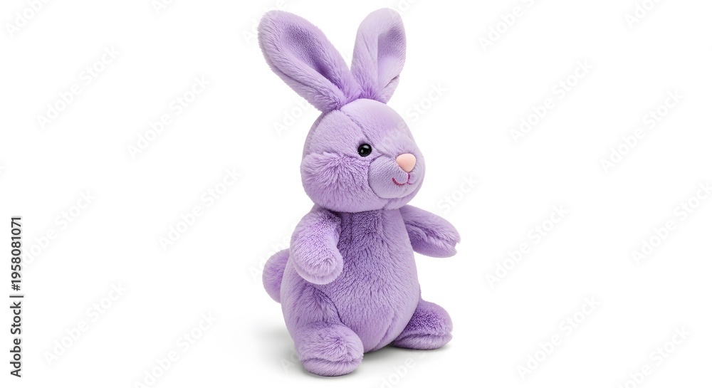 Obraz premium Soft purple bunny sits on white background