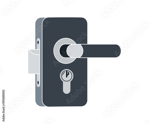 Dark gray electronic door lock with keycard reader and handle