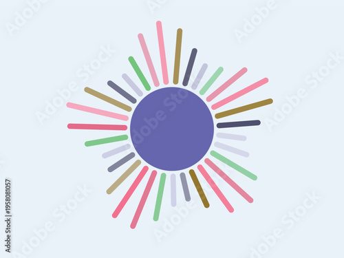 Colorful Abstract Sunburst Design Element with Muted Rays