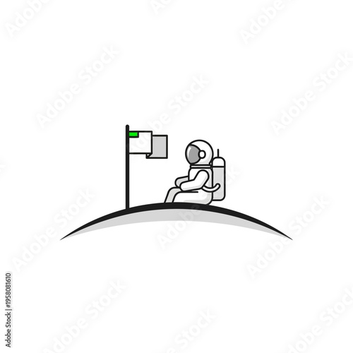 Astronaut sitting on moon surface.