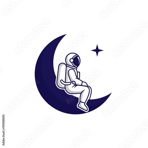 Astronaut sitting on a moon.