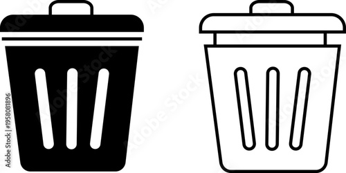 Bin icon set multiple style collection
