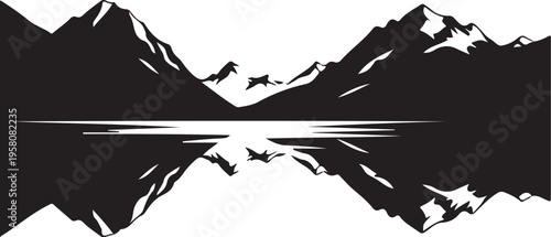 Vector mountain range silhouette landscape