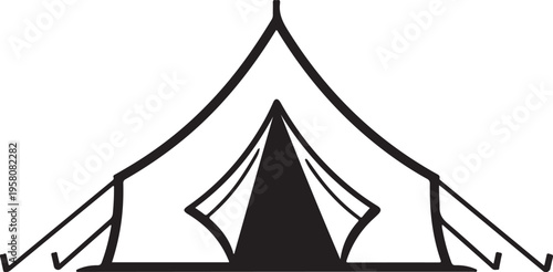 Vector illustration of a black tent icon