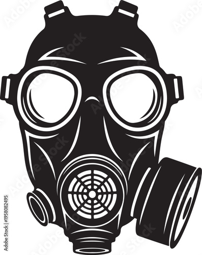 Vector gas mask icon in black and white