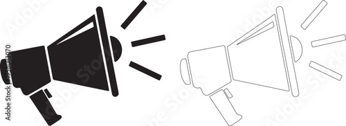 Black megaphone with sound waves outline megaphone