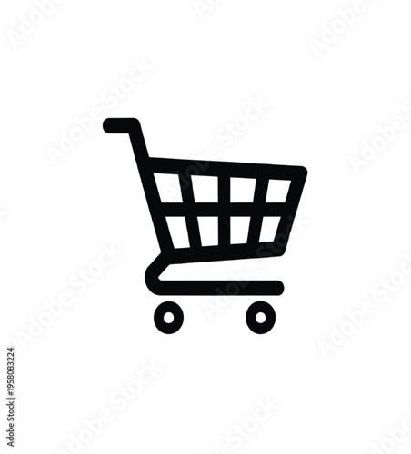 Black shopping cart on white background minimalist vector illustration EPS PNG file