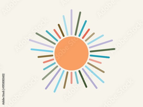 Colorful Abstract Sun Rays Graphic Illustration