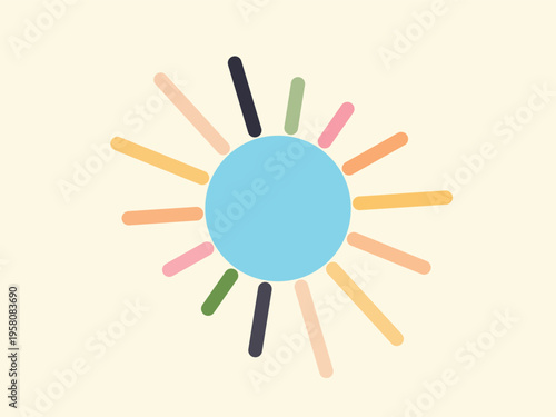 Colorful Abstract Sunburst Illustration with Radiating Lines