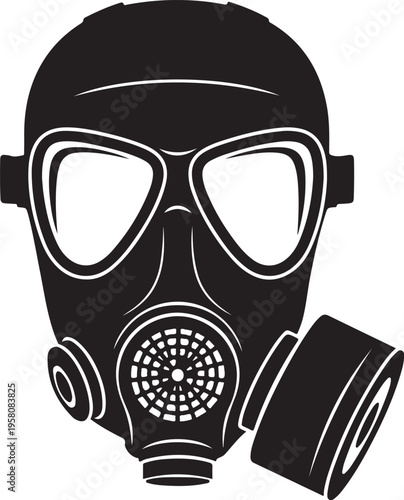 Vector gas mask icon in black and white