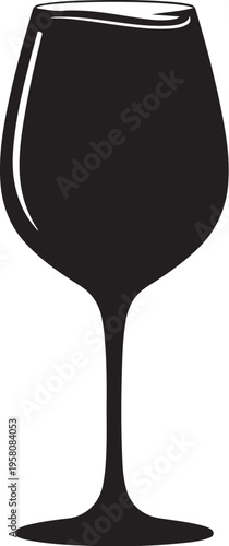 Vector wine glass icon, black silhouette