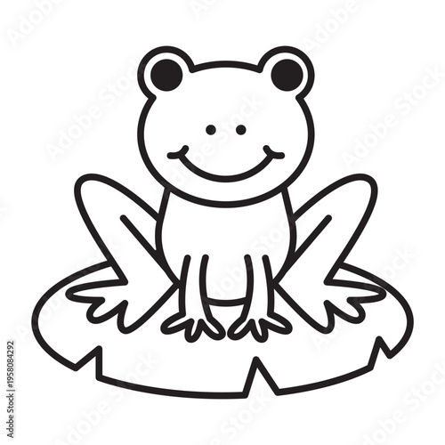 Cute Frog Coloring Page Cartoon Animal Outline for Kids