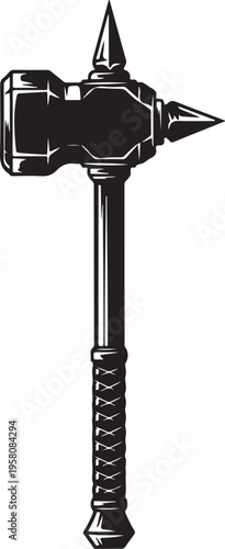Vector illustration of a spiked war hammer