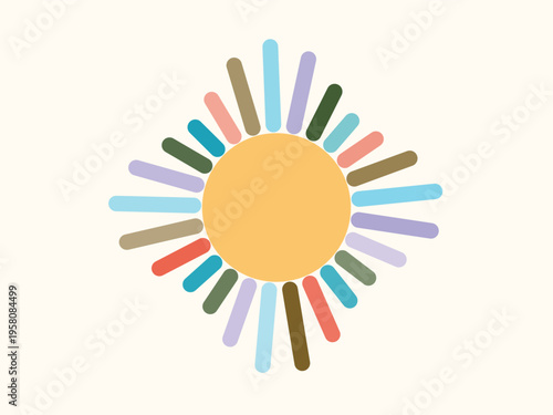 Colorful Abstract Sun with Modern Rays Design
