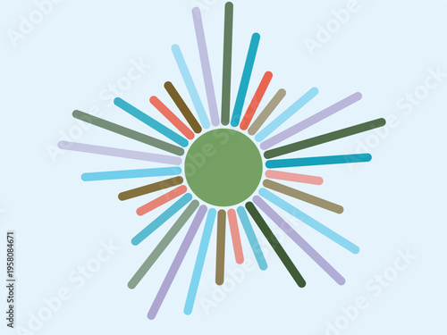 Abstract Colorful Sunburst Graphic Design Element