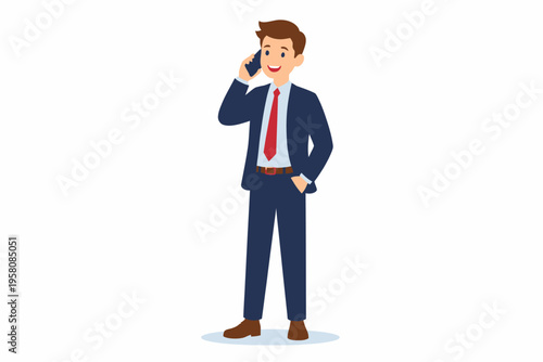 Young caucasian male professional in suit on phone