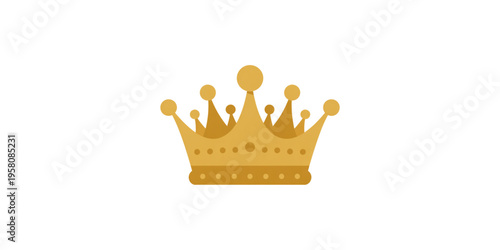 A classic golden royal crown featuring a decorative band and several distinct points with spheres