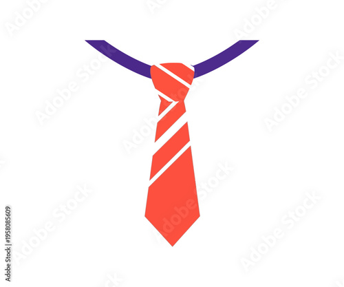 Orange striped necktie on purple collar