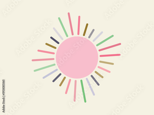 Colorful Pastel Sunburst Abstract Graphic Design