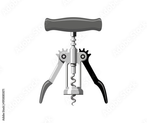Wine bottle corkscrew with black and gray handles wine corkscrew