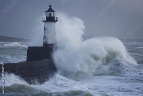 Sea fierce winds and waves in the Irish