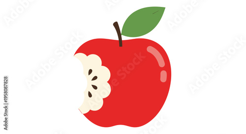 Vector illustration of a bitten red apple