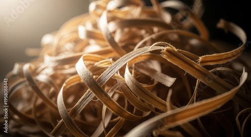 Raw uncooked fettuccine pasta strands close-up texture background natural food ingredient cooking concept