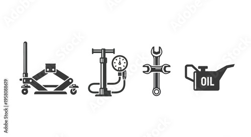 Car repair tools and oil can.