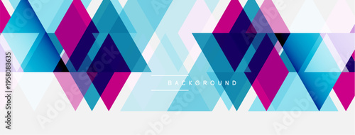 Abstract geometric pattern. Triangles overlap, creating vibrant color gradients. Modern design, suitable for backgrounds or digital art.