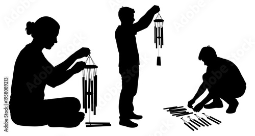 Artisans Crafting Wind Chimes Assembling Components Creative Hobby Handmade Decor Manufacturing