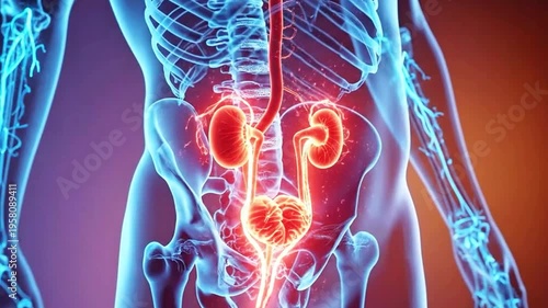 Wallpaper Mural A medical video illustration of the human urinary system in detail Torontodigital.ca