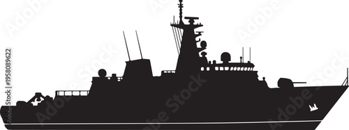 Vector silhouette of a military warship