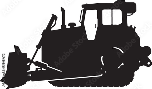 Black silhouette of a bulldozer vector