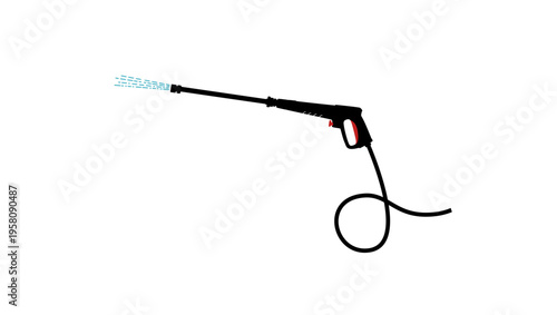 Electric Pressure Washer, flat color vector illustration