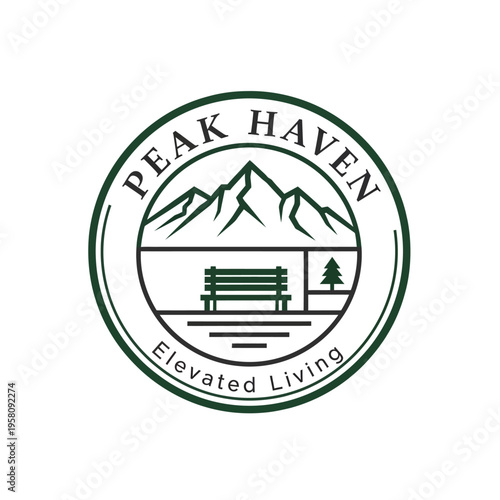 Peak Haven Elevated Living Mountain Landscape Logo.