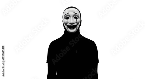 Anonymous mask, Guy Fawkes mask, black silhouette, vector illustration, anonymity concept