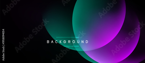 Abstract design features overlapping colorful circles. Dark background enhances vibrant hues, creating modern visual effect.