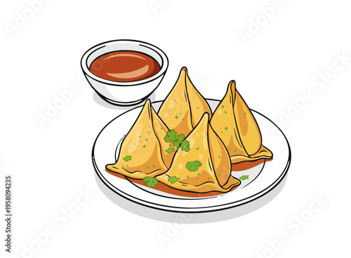 Traditional indian samosa snack crispy pastry