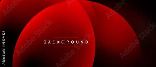 Abstract red design. Overlapping curves create dynamic visual effect. Text reads background centered within shape. Dark backdrop enhances contrast.