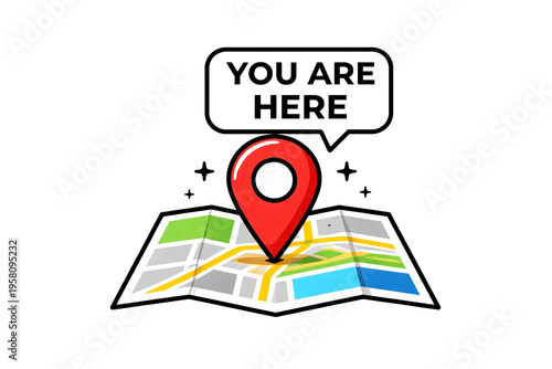 Free Download You Are Here Map with Location Pin – Navigation and GPS Concept Illustration isolated on transparent background - GFXLoad