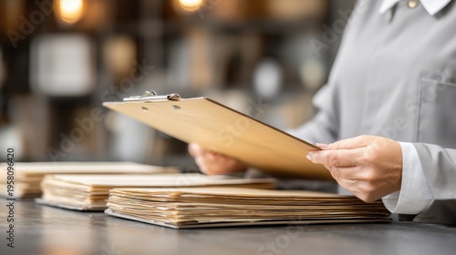 Document management process office workflow professional environment close-up view efficiency concept