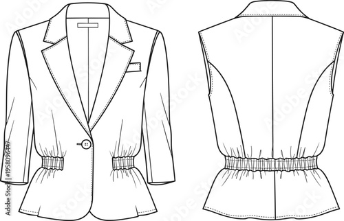 Technical fashion illustration of a women's skirt featuring an asymmetrical waistline, tiered pleated layers, ruffled hemline, and high low design