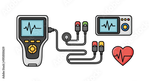 ECG monitor with heart rate screen.