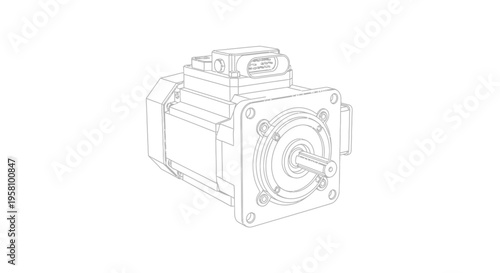 Detailed Technical Drawing of Industrial Gearbox Component.
