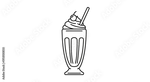 Detailed illustration of milkshake dessert.