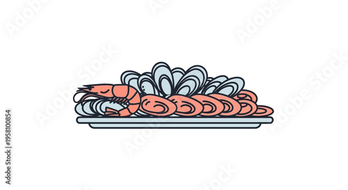 Shrimp on a plate seafood.