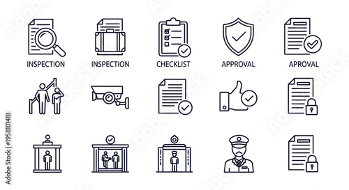 Business icons for inspection and approval.