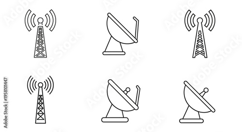 Satellite dishes and communication towers.