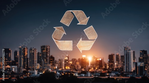 Digital business interface with circular economy symbol and eco friendly innovation icons glowing on screen